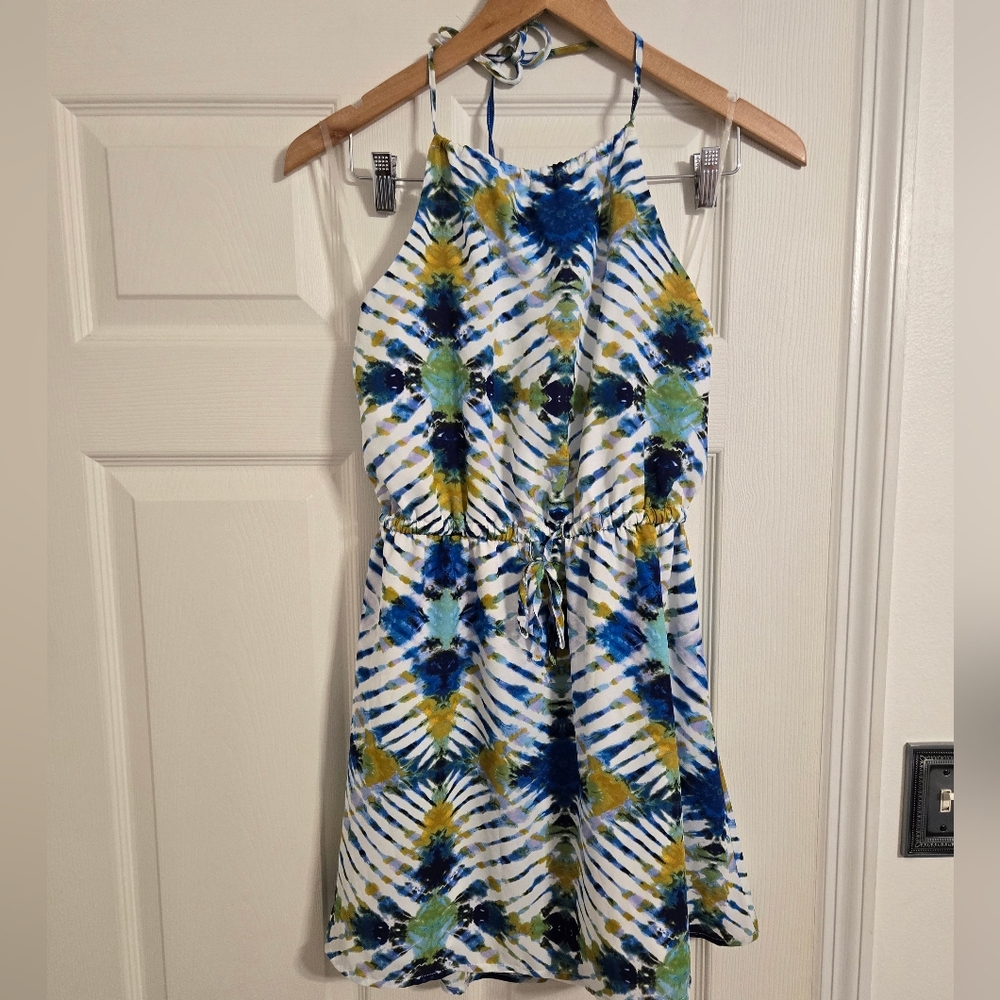 Jack Women's blue And White  tie dye strappy summer dress Size small